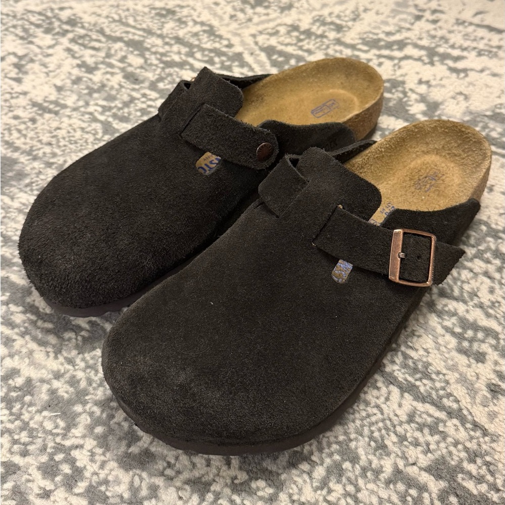 Men’s Birkenstock Boston soft footbed brown suede clogs